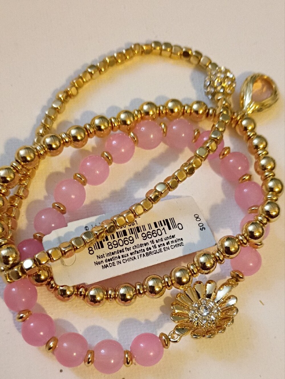 Lilly Pulitzer Pink Beaded Gold-Tone Charm Bracelet Set - Picture 2 of 3